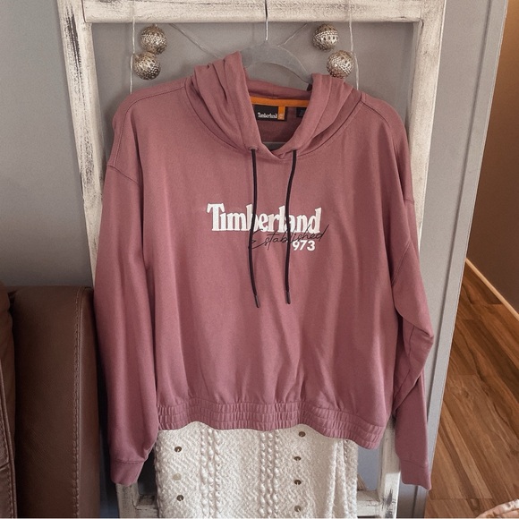 Timberland Tops - Pink Timberland Hoodie Cropped Size XL